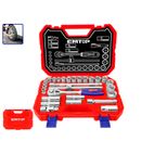 MALETIN 28 PIEZAS 1/2 Cr-V EMTOP (INCLUYE VASOS 10-32.CARRACA Y EXTENSIONES) - motoscamaralweb.com