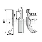 CUCHILLA DERECHA GRANDE (230x40) - MC500 MC507 MC1001 - motoscamaralweb.com
