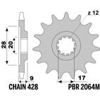 Piñón PBR acero estándar - 428 - motoscamaralweb.com