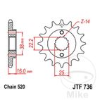 Piñón 14D Paso 520 Engranaje Fino 22/25mm | Motos Camaral