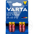 Pilas Micro AAA Longlife Max Power 4 uds | Varta | Motos Camaral