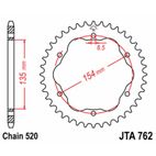 Corona JT SPROCKETS aluminio ultraligera 762 - Paso 520 - Requiere portacoronas JT SPROCKETS - motoscamaralweb.com