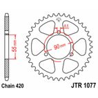 Corona JT SPROCKETS acero estándar 1077 - Paso 420 - motoscamaralweb.com