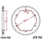 Corona JT SPROCKETS acero estándar 763 - Paso 530 - Requiere portacoronas JT SPROCKETS - motoscamaralweb.com
