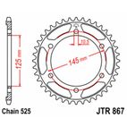 Corona JT SPROCKETS acero estándar 867 - Paso 525 - motoscamaralweb.com