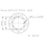 Corona ESJOT Aluminio 51-32231 52 dientes - motoscamaralweb.com