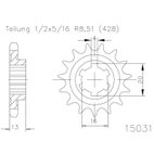 Piñon ESJOT Acero 50-15031 16 dientes - motoscamaralweb.com