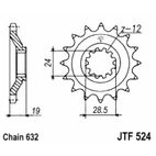 Piñón JT SPROCKETS acero estándar 524 - Paso 630 - motoscamaralweb.com