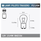 Lámpara OSRAM 7225 - P21 12V 21 / 4W - 10 uds - motoscamaralweb.com