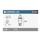 Lámpara V PARTS 9LED T15 AMBAR - 10 uds - motoscamaralweb.com