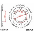 Corona JT SPROCKETS acero estándar 475 - Paso 520 - motoscamaralweb.com