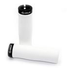 Par puños bici espuma EVA ultraligera VELO Blancos/abrazadera negra. Sujeción lock-on 1 tornillo - motoscamaralweb.com