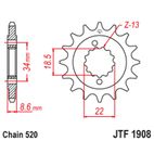 Piñón con goma anti-ruido JT SPROCKETS acero 1908 - 520 - motoscamaralweb.com