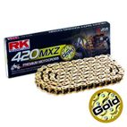 Cadena RK GB420MXZ con 118 eslabones oro - motoscamaralweb.com