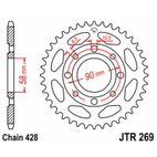 Corona JT SPROCKETS acero estándar 269 - Paso 428 - motoscamaralweb.com