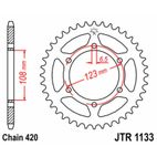 Corona JT SPROCKETS acero estándar 1133 - Paso 420 - motoscamaralweb.com