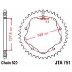 Corona JT SPROCKETS acero estándar 751 - Paso 520 - Requiere portacoronas JT SPROCKETS - motoscamaralweb.com