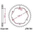 Corona JT SPROCKETS acero estándar 761 - Paso 525 - Requiere portacoronas JT SPROCKETS - motoscamaralweb.com
