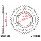 Corona JT SPROCKETS acero estándar 846 - Paso 520 - motoscamaralweb.com