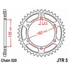 Corona JT SPROCKETS acero estándar 5 - Paso 520 - motoscamaralweb.com