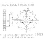 Piñon ESJOT Acero 50-13013 12 dientes - motoscamaralweb.com