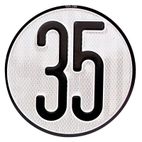 PLACA LIMITES VELOCIDAD 35 KM/H- motoscamaralweb.com