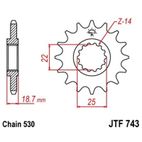 Piñón JT 743 de acero con 15 dientes - motoscamaralweb.com