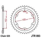 Corona JT 893 de zinc negro con 38 dientes - motoscamaralweb.com