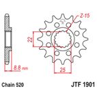 Piñón JT SPROCKETS acero estándar 1901 - 520 - motoscamaralweb.com