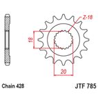 Piñón JT SPROCKETS acero estándar 785 - Paso 428 - motoscamaralweb.com