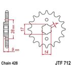 Piñón JT SPROCKETS acero estándar 712 - 428 - motoscamaralweb.com