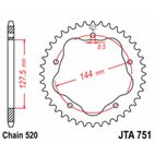 Corona JT SPROCKETS acero estándar 751 - Paso 520 - Requiere portacoronas JT SPROCKETS - motoscamaralweb.com