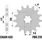 Piñón PBR acero estándar 270 - Paso 420 - motoscamaralweb.com