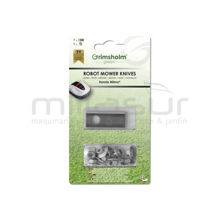 JUEGO 9 CUCHILLAS Y TUERCAS ROBOT CORTACESPED HONDA MIIMO - motoscamaralweb.com