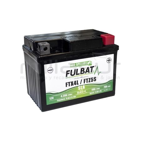 BATERIA MOTO FTX4L-BS 12V SLA 4.2Ah (113 x 70 x 85 ) +DER. - motoscamaralweb.com