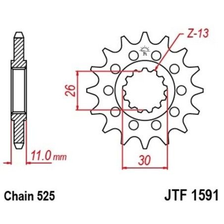Piñón con goma anti-ruido JT SPROCKETS acero 16 dientes 1591 - 525 - motoscamaralweb.com