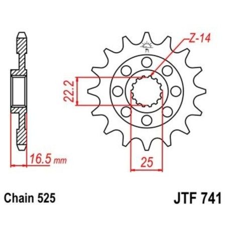 Piñón con goma anti-ruido JT SPROCKETS acero 741 - 525 - motoscamaralweb.com