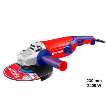 AMOLADORA 230MM 2400W EMTOP M14 (INCLUYE MANILLAR AUXILIAR - JUEGO ESCOBILLAS) - motoscamaralweb.com