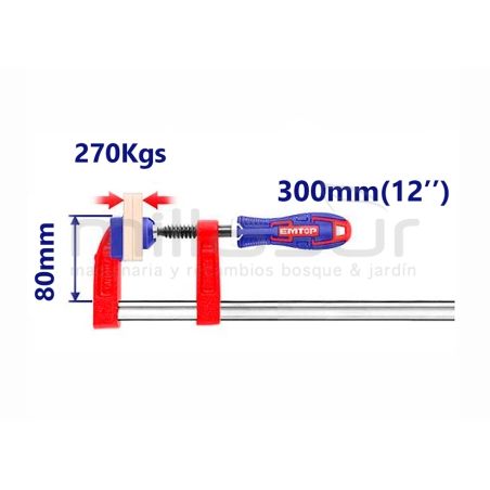 SARGENTO DE APRIETE 80x300 MM 270 KGS EMTOP - motoscamaralweb.com