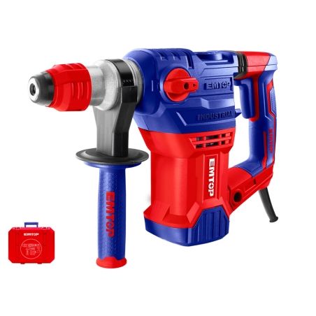 MARTILLO PERCUTOR 1500W EMTOP 5.5J (TIPO SDS PLUS - 3 BROCAS 2 CINCELES - CON MALETIN ) - motoscamaralweb.com