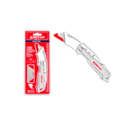 CUCHILLA MULTIUSO ABATIBLE - NAVAJA - 61mm x 19mm (INCLUYE 5 CUCHILLAS RECAMBIO) EMTOP - motoscamaralweb.com