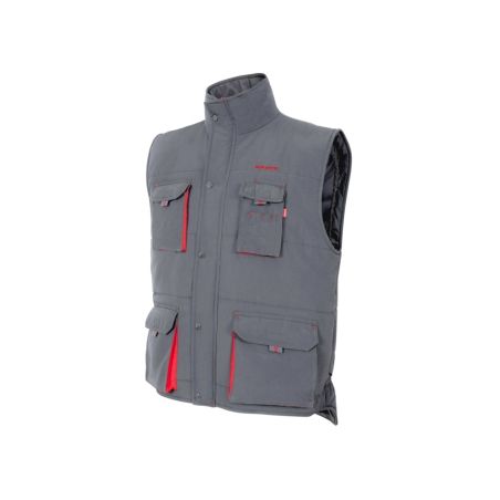 CHALECO MULTIBOLSILLOS GRIS Y ROJO ANOVA - TALLA XL - motoscamaralweb.com
