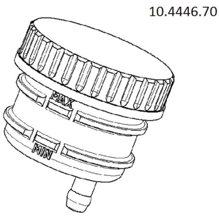 Depósito para bomba Brembo salida recta soporte por abrazadera - motoscamaralweb.com