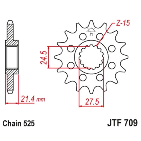 Piñón con goma anti-ruido JT SPROCKETS acero 709 - 525 - motoscamaralweb.com