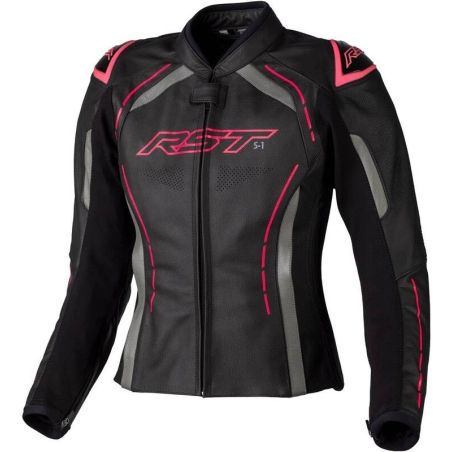 Chaqueta de Piel (Mujer) RST S-1 CE Rosa Flúor. Talla 8/XS - motoscamaralweb.com