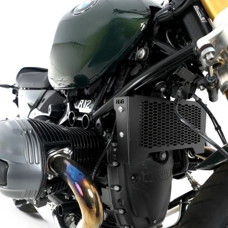 Protector de radiador de aceite R&amp;amp;G RACING Pro aluminio - Negro - motoscamaralweb.com