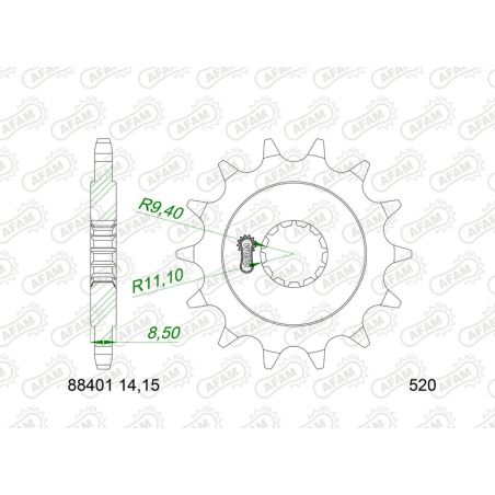 Piñón AFAM acero estándar 88401 - 520 - motoscamaralweb.com