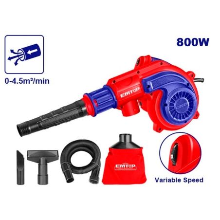 ASPIRADOR 800W 0-4.5 M3/min EMTOP INCLUYE BOLSA - motoscamaralweb.com