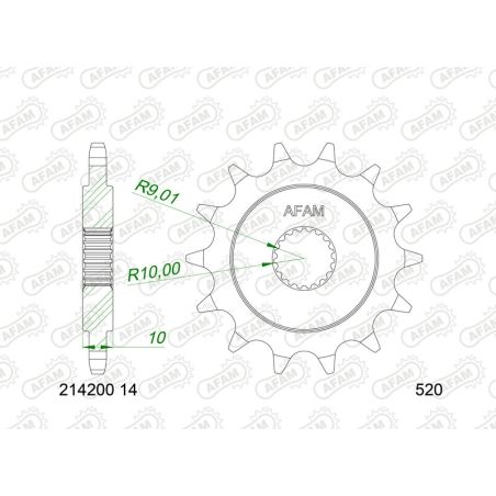 Piñón AFAM acero estándar 214200 - 520 - motoscamaralweb.com