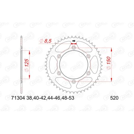 Piñón AFAM acero con goma anti-ruido 73303NR - 520 - motoscamaralweb.com